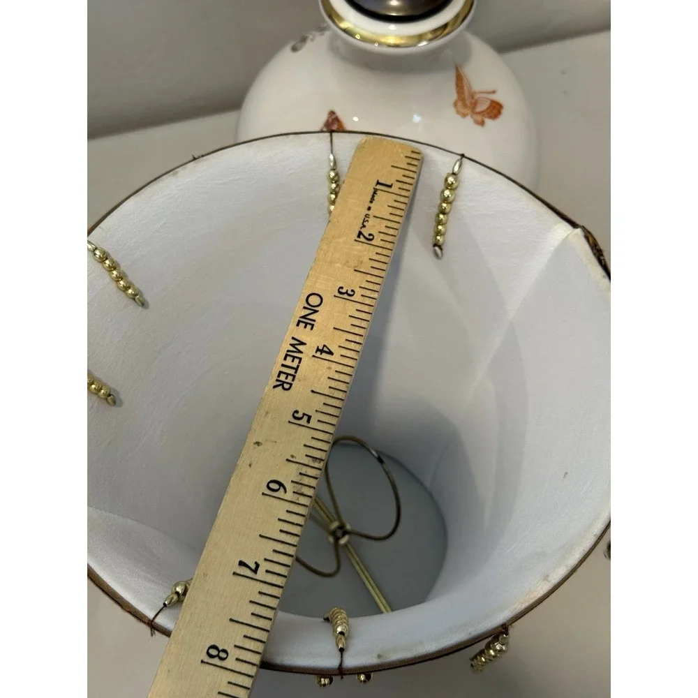Vintage Butterflies porcelain Accent Lamp 3 Way‎ Light Intensity Shade Estate